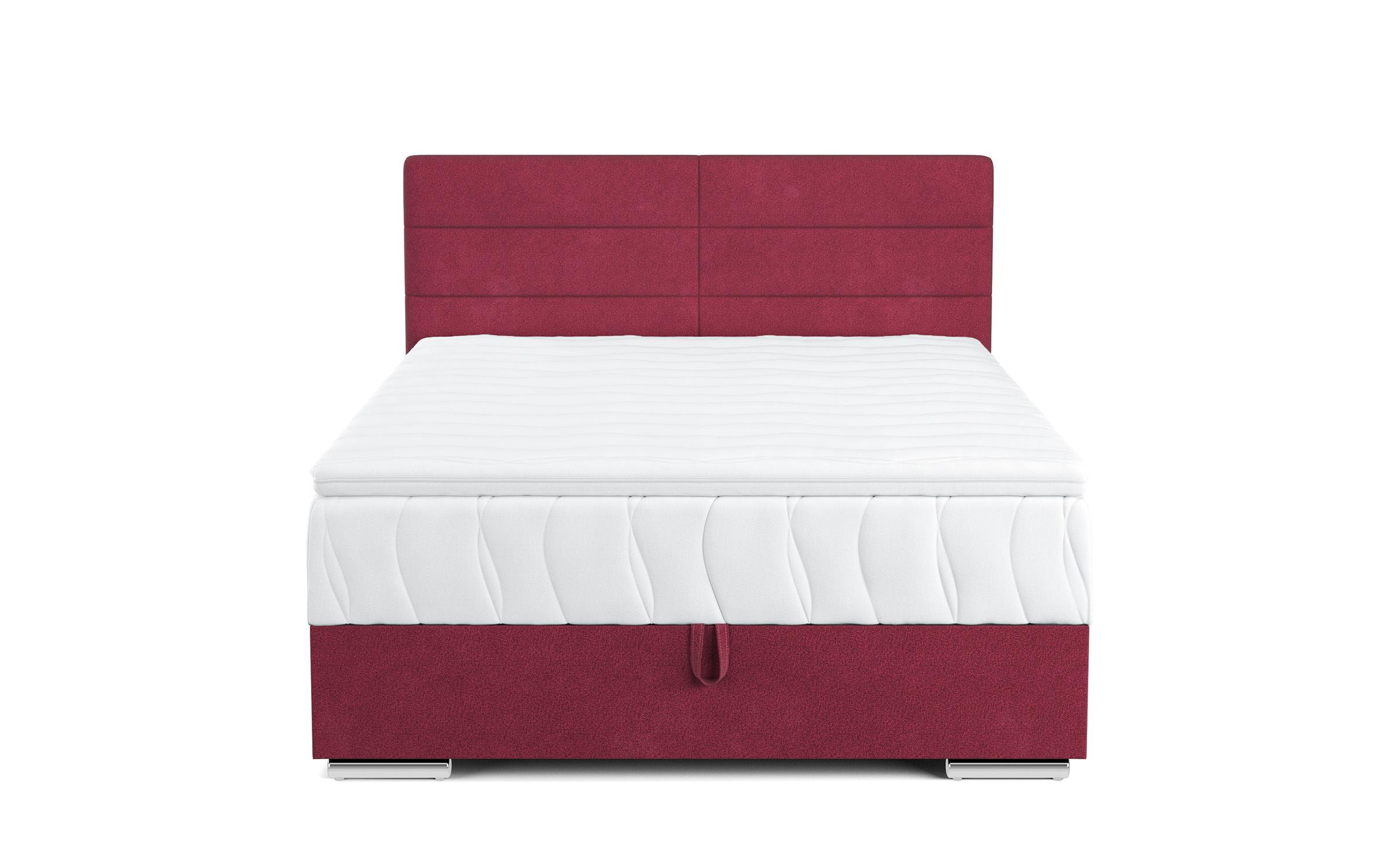 Double bed Box Spring + mattress topper 140/200 Vindy, burgundy  4